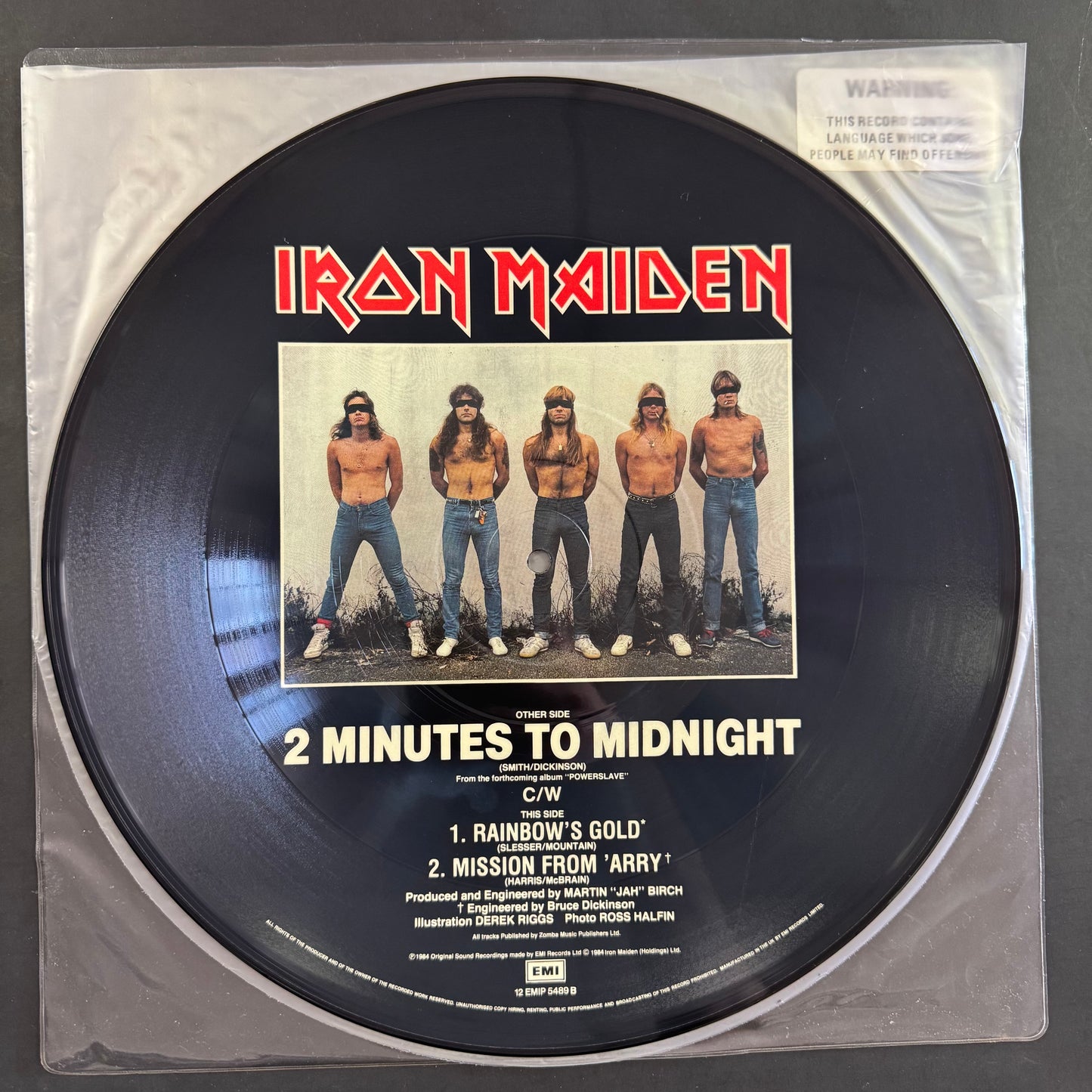 Iron Maiden - 2 Minutes to Midnight original 12" EP picture disc (used)