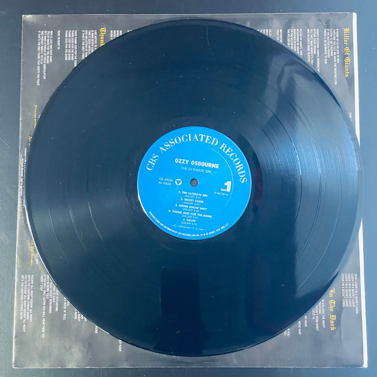 Ozzy Osbourne - The Ultimate Sin original LP (used)