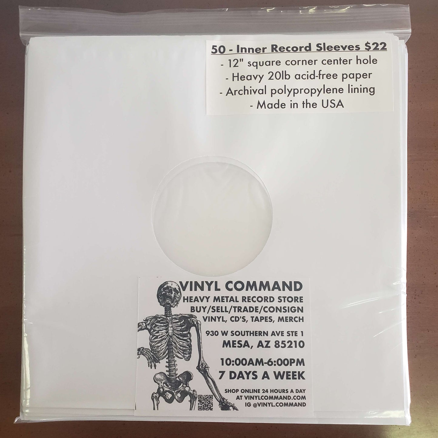 Inner LP Sleeves - 12" White Poly Lined 50 count