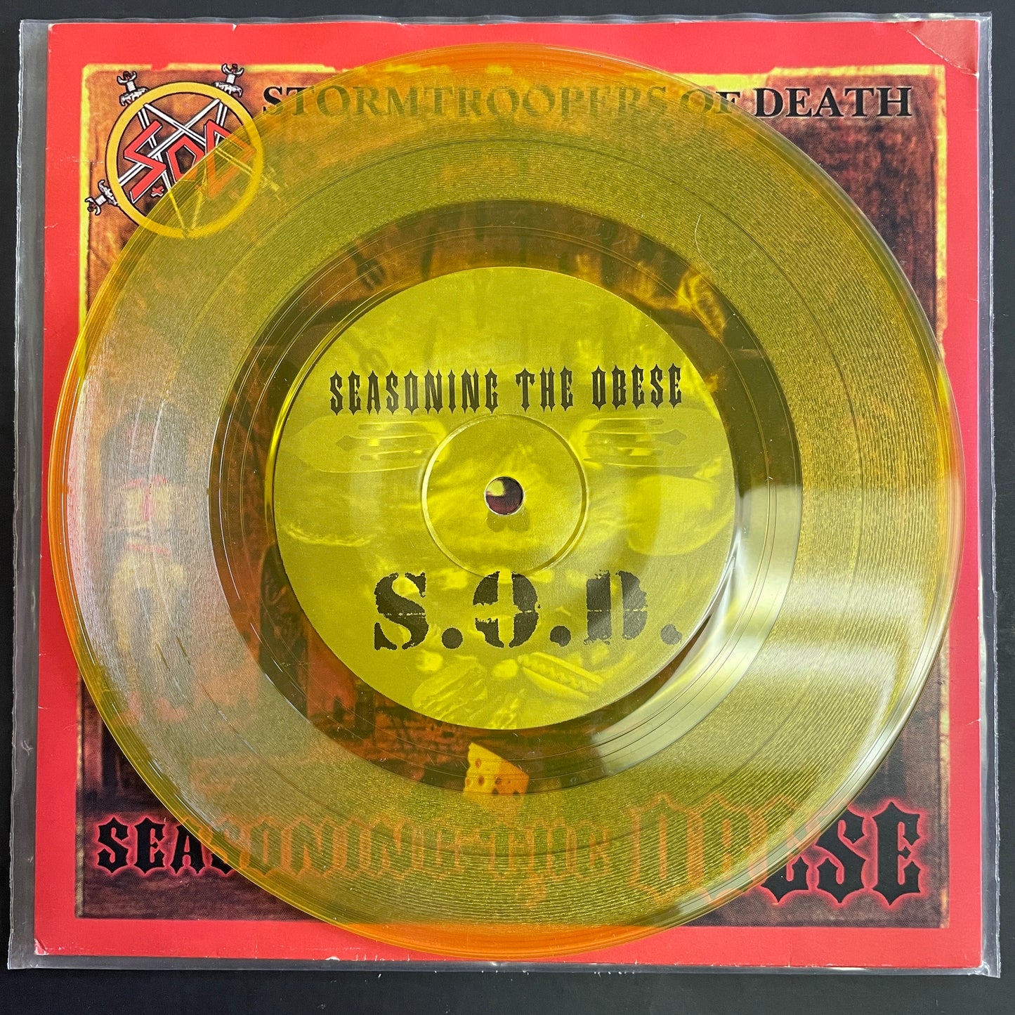 Stormtroopers Of Death / Yellow Machinegun – Seasoning The Obese / Yellow Machinegun 7" split (used)