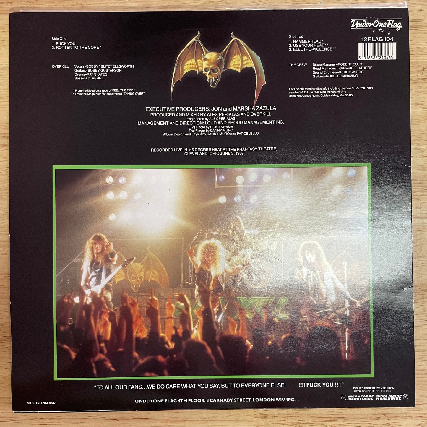 Overkill – !!!Fuck You!!! original 12" EP - UK pressing (used)