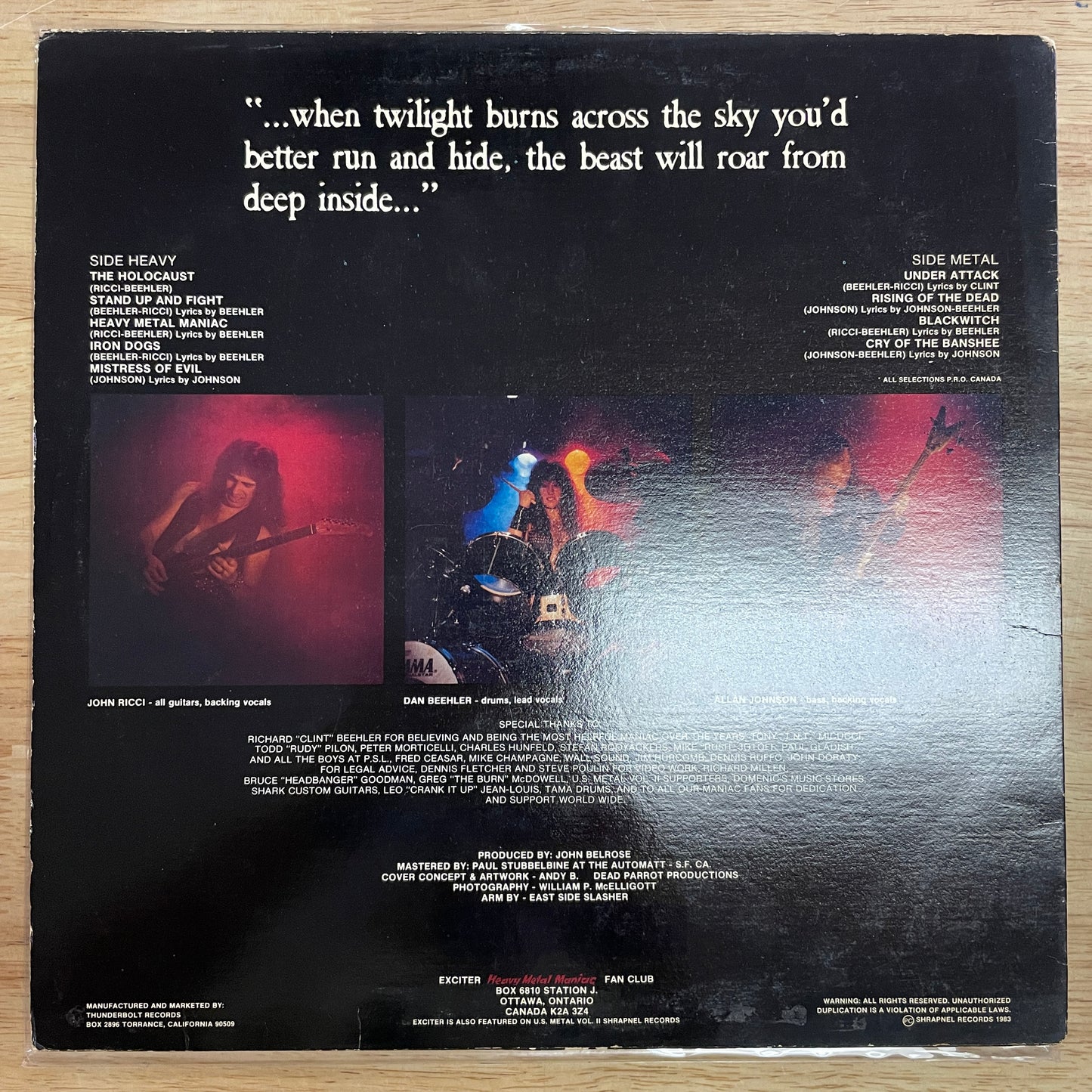 Exciter ‎- Heavy Metal Maniac original LP (used)