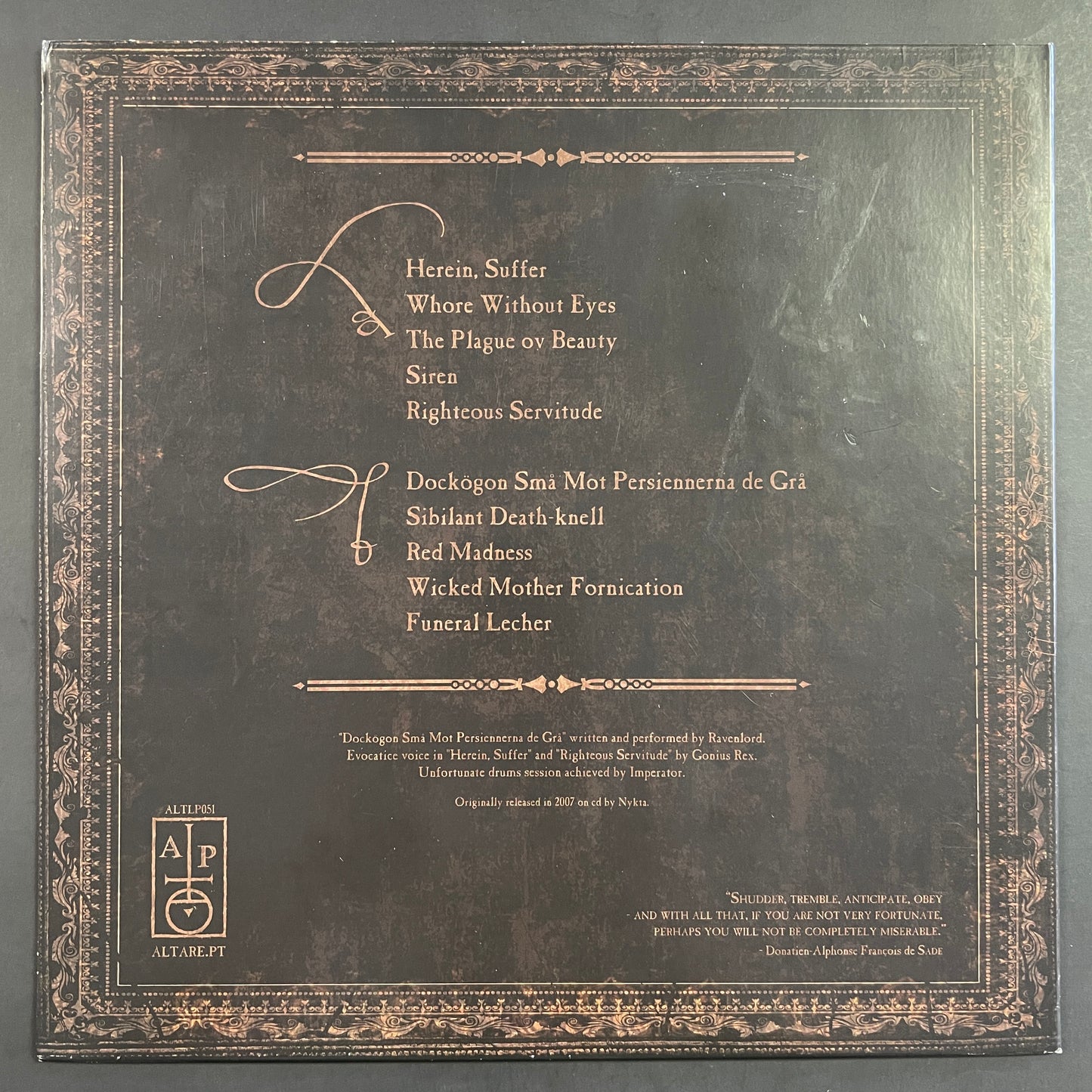 InThyFlesh ‎– Lechery Maledictions And Grieving Adjures To The Concerns Of Flesh LP (used)