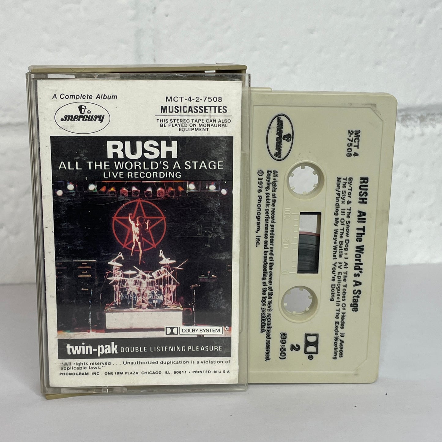 Rush - All the World's a Stage Live Recording original cassette tape