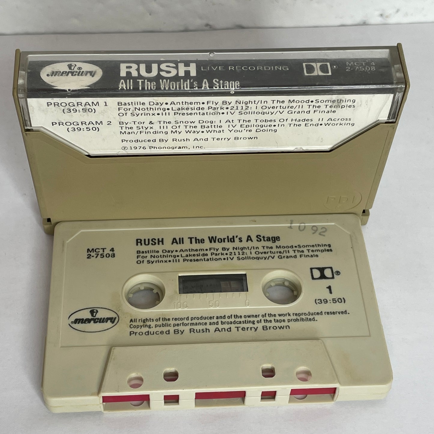 Rush - All the World's a Stage Live Recording original cassette tape