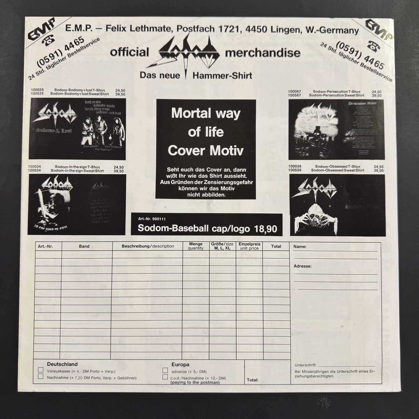 Sodom - Mortal Way of Live original double LP - German pressing (used)