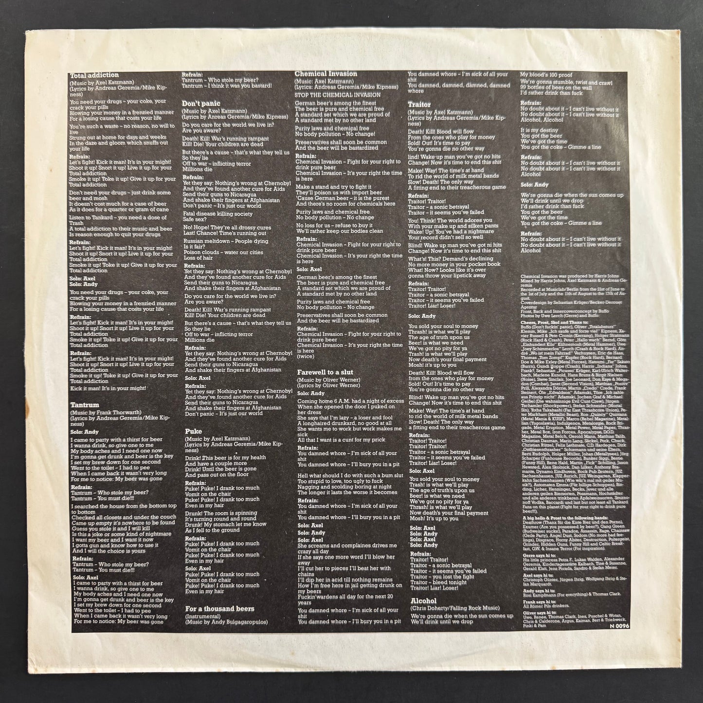 Tankard - Chemical Invasion original LP - German pressing (used)