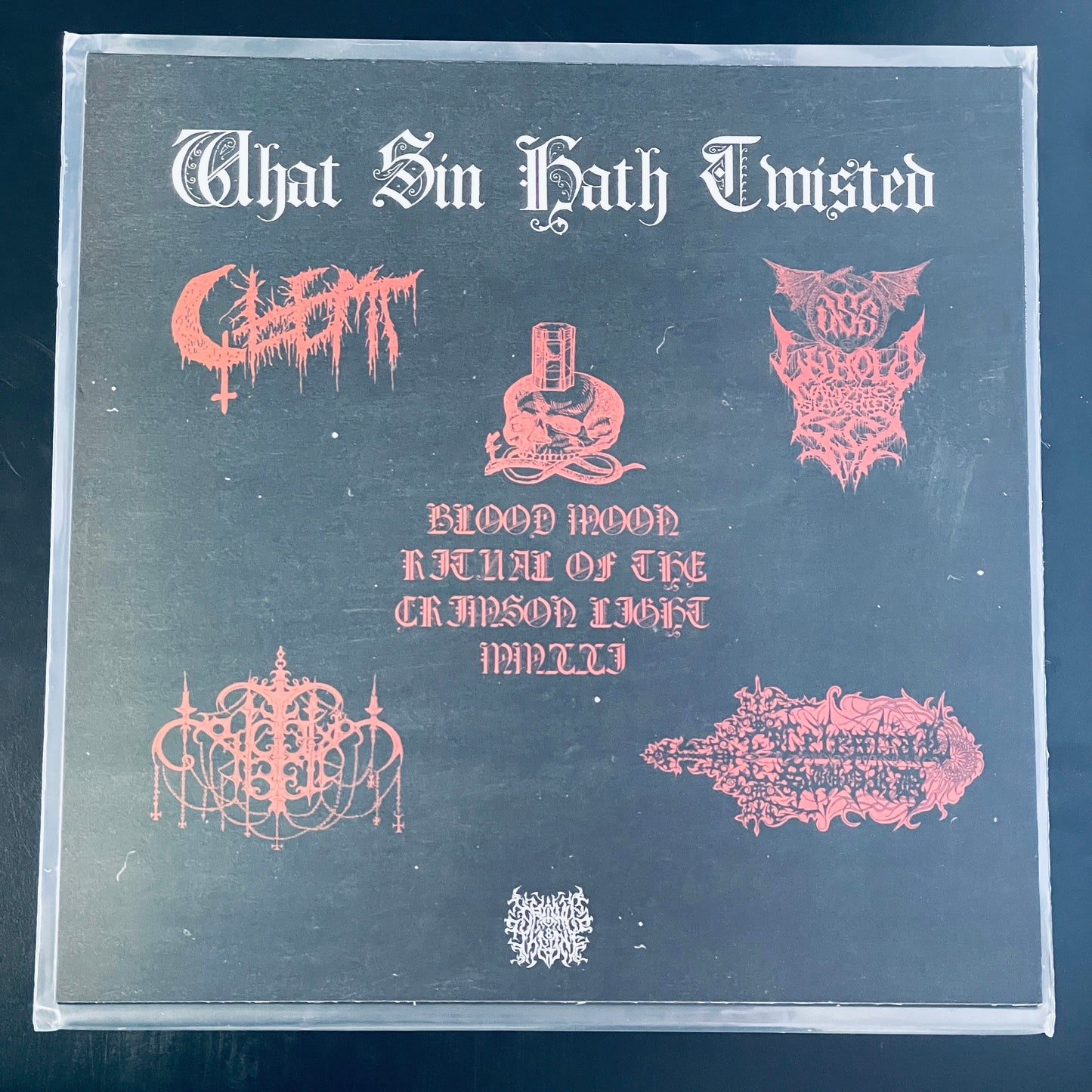 Glemt / Unholy Vampyric Slaughter Sect / Crucifixion Bell / Celestial Sword – What Sin Hath Twisted LP (used)