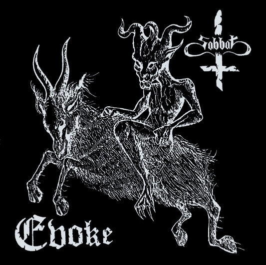 Album cover for Sabbat - "Evoke" featuring a demon riding a goat.