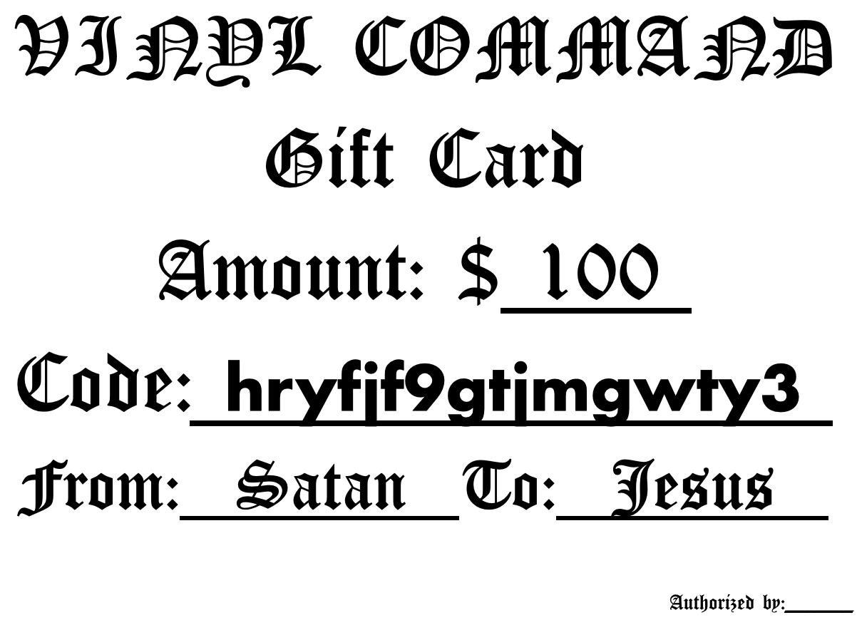 Vinyl Command gift card