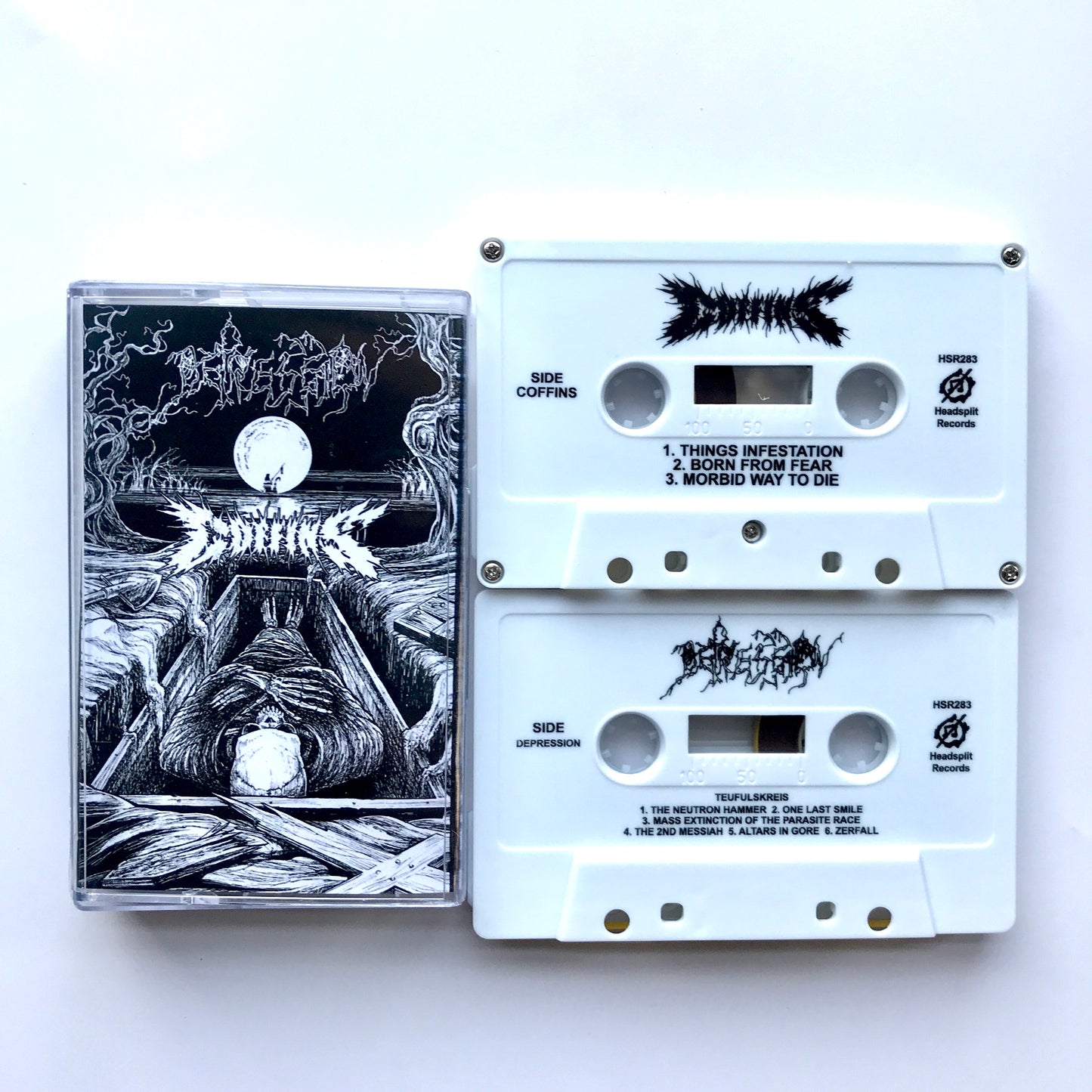 Coffins / Depression - split cassette tape