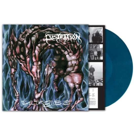 Lustration - "Urges" album cover with sea blue vinyl.