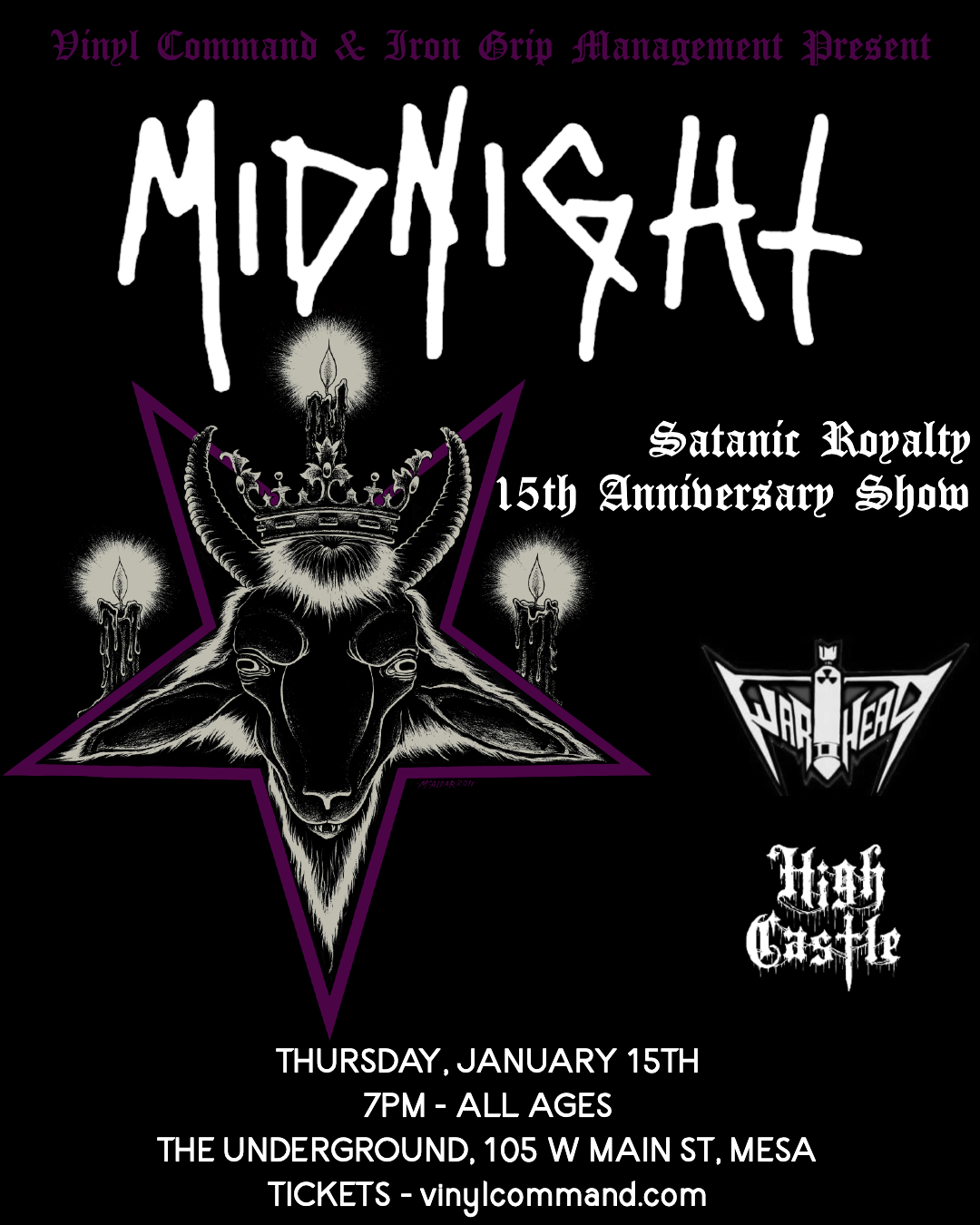 Midnight - Satanic Royalty 15th Anniversary Show in Mesa, AZ - January 15, 2026 ticket