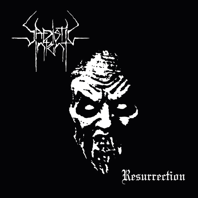 Sadistic Intent Resurrection album cover art in black and white depicting a horrific face